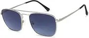 [John Jacobs] | Polarized & UV Protection Sunglasses For Men & Women | Silver Black Blue Gradient Full Rim Square Medium (Size-56) JJ S12962-C2-Pack of 1, Blue, Blue, Blue