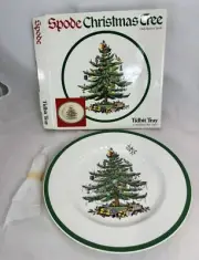 Spode Christmas Tree Tidbit Tray Treat Plate NEW In Box Gold Handle
