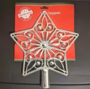 Christmas Tree Topper Holiday Festive Winter Silver Star 8.27" High NEW