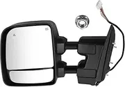 Uritue Left Driver Side Tow Mirror Fits for 2017-2023 Nissan Titan 2016-2023 Titan XD Support Power Glass Adjustment Power Heated with Turn Signal Light Puddle Light Support BSM 11 Pins 963029FT1E