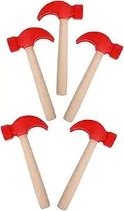 NAMOARLY 5Pcs Wooden Hammers Simulation Tool for Construction Play Safe Wood Mallets for Birthday Parties Realistic Hammering Fun for Boys