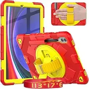 Timecity for Samsung Galaxy Tab S9 FE Plus/ S9+ Plus 5G Case 12.4 inch 2023 (SM-X610/ X616/ X618/ X810/ X816B/ X818U Cover): with Strong Protection, Screen Protector, Hand Shoulder Strap - Red