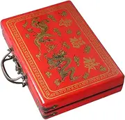 JOINPAYA Elegant Mahjong Box Vintage Wooden Mahjong Case Portable Storage Container Set Carrying Box
