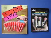 VTG 1986 Fingernails Costume Imagineering Black Claws & 1970's Vampire Nails MIP