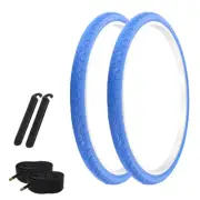 PRO+ Bicycle 26" x 1.50" All Blue Slick TREAD (2) 26" Tires,Tubes,Levers