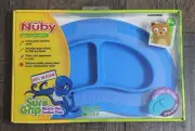 Nuby Silicone Baby Plate Suction Sure Grip Section Divided Blue New in Package