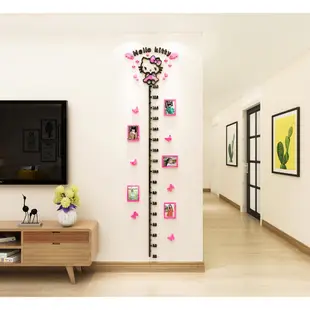 Kitty壁貼月亮彩虹壓克力立體身高貼 hello kitty 壁貼3D亞克力 兒童房間幼兒園裝飾相框牆貼畫