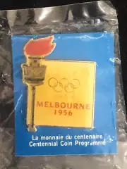 1956 Melbourne Olympics pin/badge. Centennial Coin Programme. Olympic Torch.