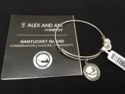 New Alex and Ani Silver Nantucket Island Charm #A11EB170RS Bangle Bracelet NWT