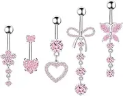 [RUGBOL] Belly Bar Belly Button Piercing Titanium Belly Bars Butterfly Heart Stainless Steel Belly Bars for Women