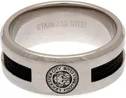 Leicester City FC Black Inlay Ring (UK Size: Medium) (Silver)