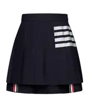 Thom Browne 4-Bar Striped Pleated Mini Skirt IT40,IT34,IT44,IT42,IT38,IT36 navy blue