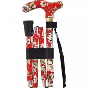 Aidapt Folding & Extendable Patterned Walking Stick - Floral Rouge - *QUALITY*