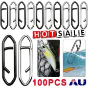 100pcs Stainless Steel Fishing Power Clips Quick Lure Change Snaps VN