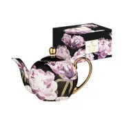 Ashdene 1100ml Dark Florals Peony Teapot/Stainless Steel Infuser New Bone China