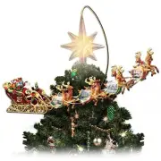 Bradford Thomas Kinkade Holidays in Motion Santa Reindeer Christmas Tree Topper