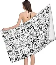 Video Game Boys Print Camping Bath Towel 52 x 32 in Soft Highly Absorbent Quick Dry Towels for Bathroom