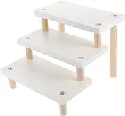 3 Solid Wood Ladder Storage Rack Cake Display No Drill Shelf Chest of Drawers Indoor Multipurpose Display Rack Stall Display Stands Furniture Risers Catering Supplies Three Wooden