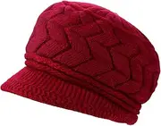 [WULIQIUQIU] Women Winter Warm Knit Hat Slouchy Beanie Cap Wool Snow Ski Caps with Visor