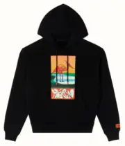 Heron Preston HOODIE HERON ABSTRACT Sweatshirt Black Orange Design NWT MSRP $560