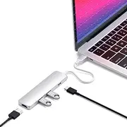 Satechi Slim Type-C Multi-Port Adapter with USB-C Pass-Through, 4K HDMI, USB 3.0 - for M2/ M1 MacBook Pro/Air, M2/ M1 iPad Pro/Air, Mac mini, iMac (Silver)