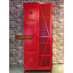 【BIGBOYROOM】工業風家具 法式全鐵製紅色設計款鞋櫃衣櫃 LOFT實木美式復古展示架 收納櫃置物櫃鐵櫃鐵件客製化