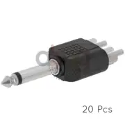 20PCS 6.35mm Mono Male Plug to 2 RCA Male Plug Adapter Speaker Cable Y Splitter