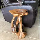 Rustic Cedar Root Flower Stand Stool- 19.5" H Tree Stump Side Table, Handcrafted