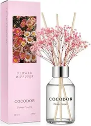 COCODOR Flower Reed Diffuser Set / 100ml / Flower Garden/Scent Diffuser with Sticks Home Fragrance Reed Diffuser for Bathroom Shelf Décor