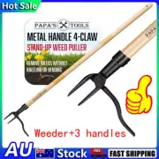 Stand Up Weed Puller Tool Made with Long Wooden Handle TO