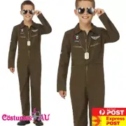 Boys Top Gun Costume Kids 80s Film Child Maverick Aviator Pilot Flight Uniform