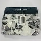 VINTAGE Ralph Lauren SARGENT Floral Gray White Ruffled Flat Sheet - King