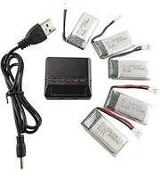 5PCS 3.7V 400mAh Lithium Battery with 5in1 Charger for H99W JJRC H31 H6C H98 Quadcopter Spare Parts Aircraft Model Drone
