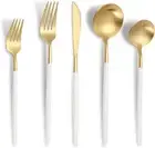 Matte White Gold Silverware Set,Modern Stainless Steel Flatware Set,20 Pieces
