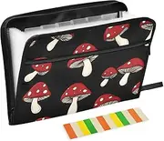 Quteprint 13 Pockets Expanding File Folder with Zipper Closure, Cute Mushrooms Pattern Accordion File Folder with Sticky Labels, Letter Size A4 Papers Expandable File Document Organizer