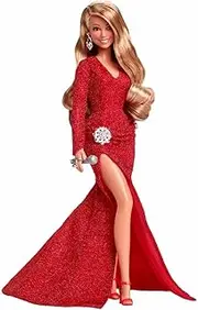 Barbie Signature Doll, Mariah Carey Holiday Collectible in Red Glitter Gown with Silvery Accessories