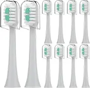 Compatible with AquaSonic Icon Electric Toothbrush Replacement Toothbrush Heads,for AquaSonic Icon Electric Toothbrush,with Dust Cover,10 Pack (Stone, Medium)
