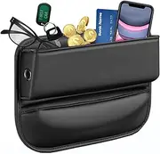 Car Seat Gap Filler Organizer PU Leather Auto Console Side Storage Box Car Seat Pocket for Interior Accessories for Phone, Key, Card, Sunglasses,Lipstick