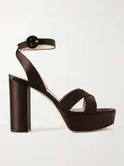 [Gianvito Rossi] Gianvito Rossi - Sabrina 70 Satin Platform Sandals - Dark brown - IT39 IT 39 Brown