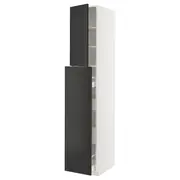 METOD / MAXIMERA hc w p-o func 4drw/1dr/2shlv, white/Nickebo matt anthracite, 40x60x220 cm