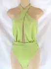 Ramy Brook swimsuit One piece Small plunge green kris kross sparkle New