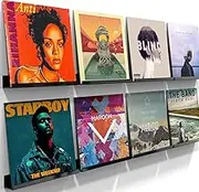 ILYXY Acrylic Vinyl Record Holder - 8 Pack, 12 Inch Black Vinyl Wall Mount, Floating Shelves for Record Wall Display