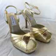 TOUCH UPS..BENJAMIN WALK..SHINY GOLD..PEEP TOE..EVENING..HEELS..NIB