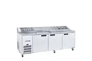 Williams Jade Pizza - Three Door White Colorbond Pizza Prep Counter Refrigerator With Blown Air Well - Pizza Prep Fridges (HJ3PCBA-WR) - HJ3PCBA-WR