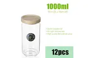 12x Air Tight Glass Storage Jar Wooden Lid 1L Food Container Canister Kitchen