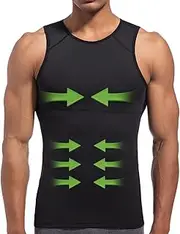 [Lgtfy] Mens Compression Shirt, Slimming Body Shaper Under Shirt, Gynecomastia Tummy Control Back Support Tank Top Shaperwear