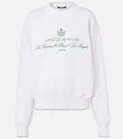 [Jacquemus] Jacquemus Vince embroidered cotton-blend sweatshirt UK 10 white