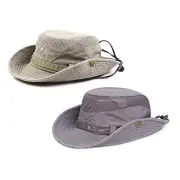 Sun Hats for Men Women, 2 Packs Fishing Hat 7-7 1/4 Multicolor 2(khaki/Grey)