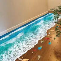 在飛比找Yahoo!奇摩拍賣優惠-3D立體墻貼紙貼畫地貼防水地板貼沙灘貼花地面貼客廳裝飾自粘#