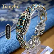 Exquisite Natural Turquoise Bracelet Six-character Mantra Nine-eyed Bead Bracele